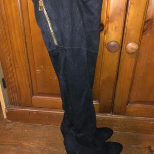 Ivanka Trump Over the Knee Suede Black Boots